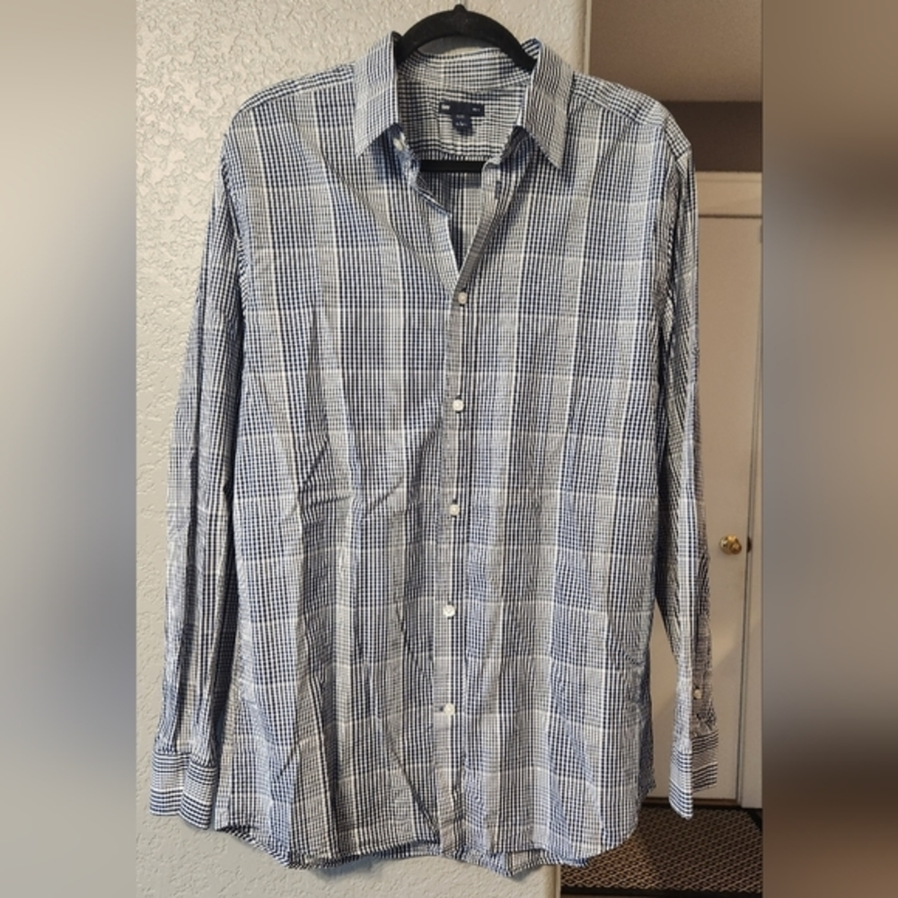 Gap Plaid Causal‎ Button Down Shirt, Size L, Slim Fit, 16-16 1/2